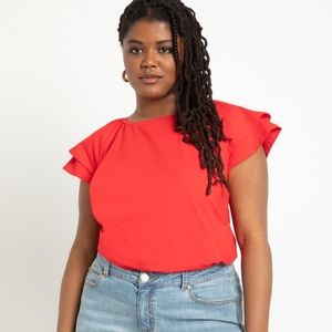 Eloquii ruffle shoulder tee